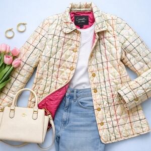 Coach Quilted Plaid Jacket Women’s Large | Lightweight Heritage Equestrian Coat